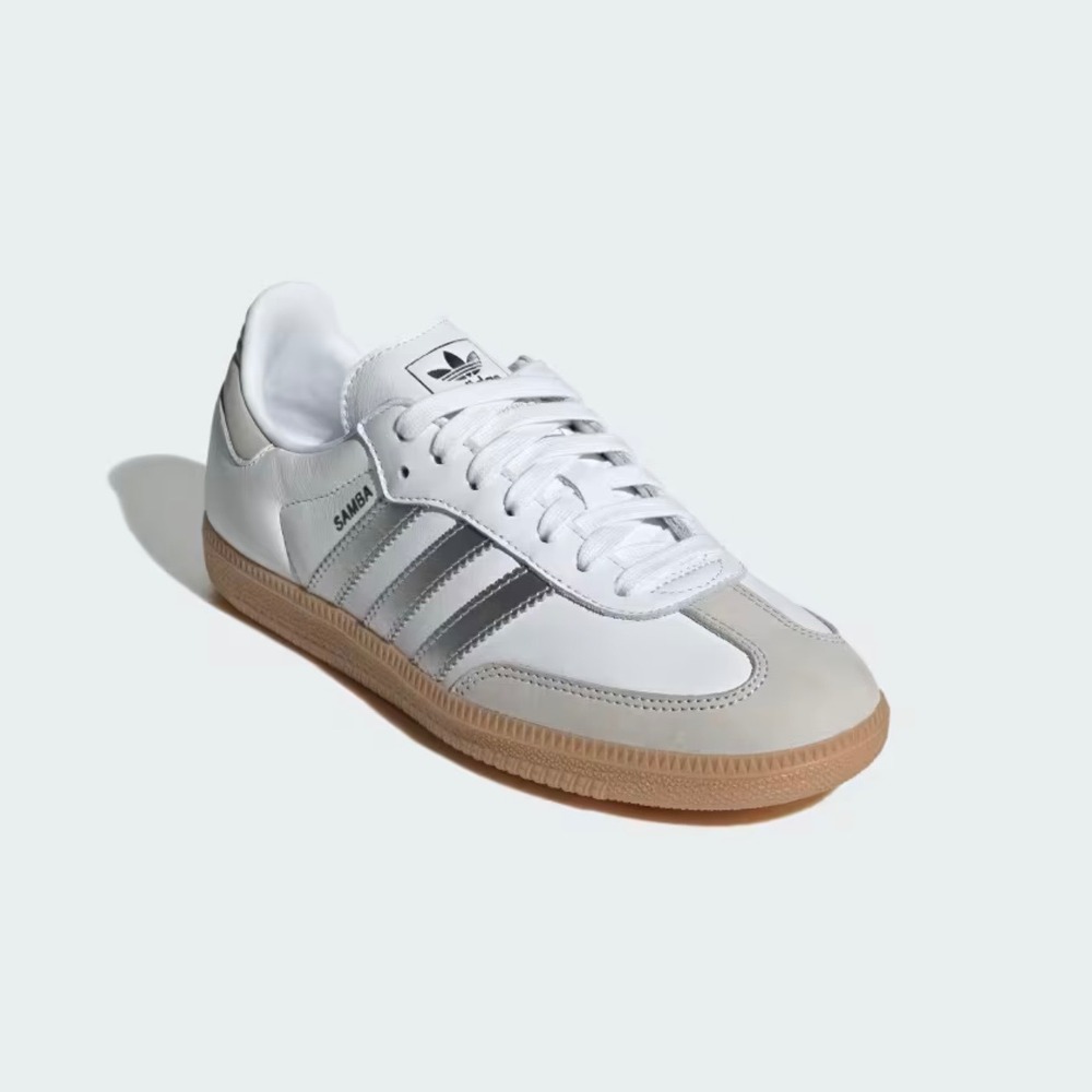 Adidas Cloud White OG Sambas Metallic Silver  Sneakers SZ 6 Sporty Casual